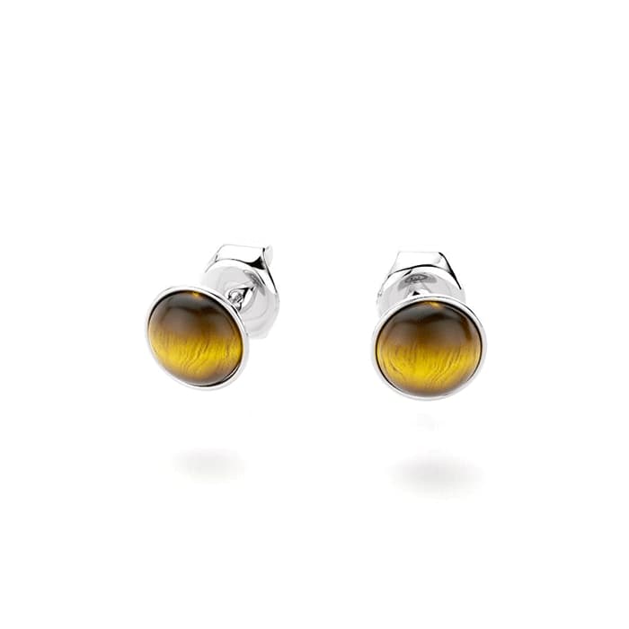Puce d'oreille en argent avec oeil de tigre